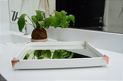 Bandeja Branca Decoração Bancada Lavabo Luxo Home B218