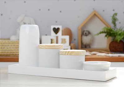Kit Higiene Porcelana Bebê Maternidade Decoração Quarto Infantil Branco