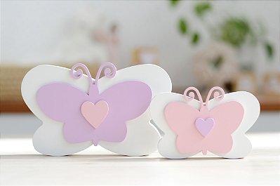 Kit 02 Borboletas Infantil Rosa Quarto Meninas Aplique Bancada Tema Jardim