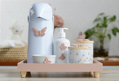 Kit Higiene Porcelana Bebê Maternidade Jardim Encantado Borboletas