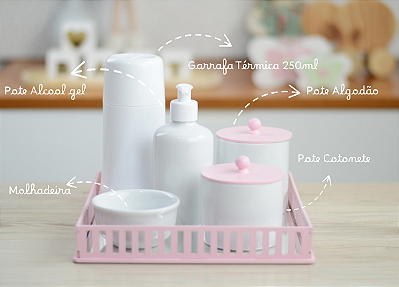 Kit Higiene Porcelana Bebê Maternidade Infantil Rosa Bebê Meninas Decoração