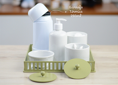 Kit Higiene Porcelana Maternidade Bebê Safari Meninos Potes Porcelana Decoração Bebê