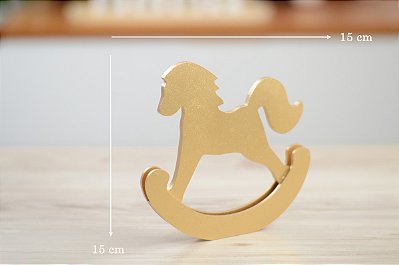 Aplique Cavalo Decoração Quarto Infantil Madeira Tema Fazenda Dourado