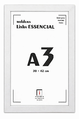 Moldura A3 Larga 3 Cm C/ Vidro - BRANCA