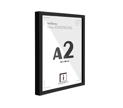 Moldura A2 Caixa Alta 42x60 cm C/ PETG - PRETA