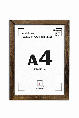 Moldura Quadro A4 21x30 cm Diploma Poster C/ Acetato Linha Colors - ENVERNIZADA
