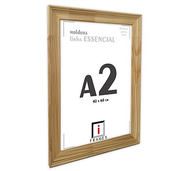 Moldura A2 42x60 cm Premium Larga 6 cm C/ Vidro - PINUS