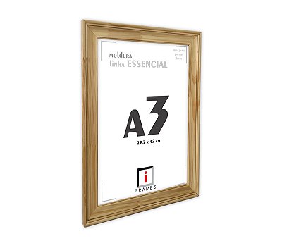 Moldura A3 Premium Larga 6 cm Com Vidro - PINUS