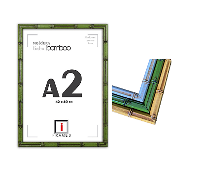 Moldura A2 42x60cm Premium Bamboo C/ Vidro - Caixa Alta 3x2cm