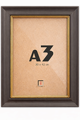 Moldura A3 30x42 cm Super Premium Ébano C/ Vidro