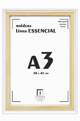 Moldura A3 30x42cm Filete Para Placa MDF - BRANCA