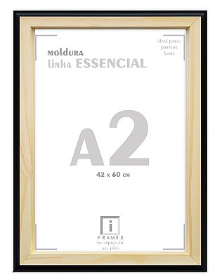 Moldura A2 42x60cm Filete Para Placa MDF - Preta