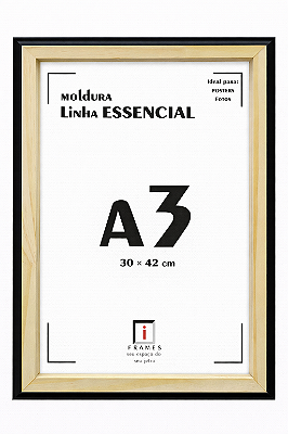 Moldura A3 30x42cm Filete Para Placa MDF - PRETA