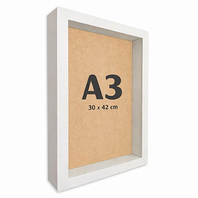 Moldura Quadro Caixa Alta A3 30x42 Com Espaçamento Interno De 3cm - BRANCA