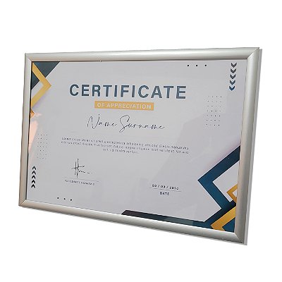 Moldura A4 21x30 Alumínio Vidro Simples Alvará Certificado - PRATA FOSCO