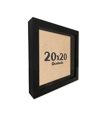 Moldura Quadro Caixa Alta 20x20 Com Espaçamento Interno De 3cm - PRETA