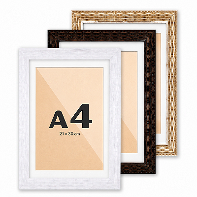 Moldura Premium Trançada A4 21x30 Com Paspatur e Vidro Frontal