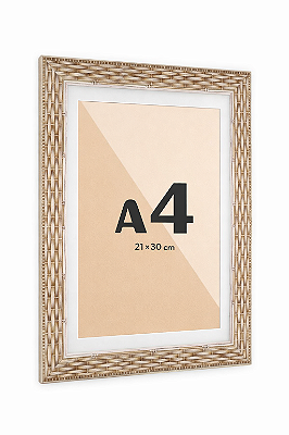 Moldura Trançada A4 21x30 Com Paspatur e Vidro Frontal