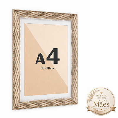 Moldura Premium Trançada A4 21x30 Com Paspatur e Vidro Frontal