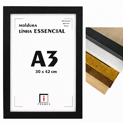 Moldura Quadro A3 30x42 cm P/ Posters Imagens Fotos - COM VIDRO