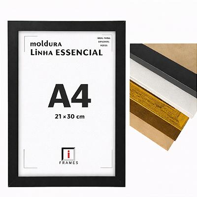 Moldura Quadro A4 21x30 cm P/ Posters Imagens Fotos - COM VIDRO