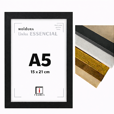 Moldura Quadro A5 15x21 cm P/ Posters Imagens Fotos - COM VIDRO