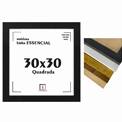Moldura Quadro 30x30 cm P/ Posters Imagens Fotos - COM VIDRO