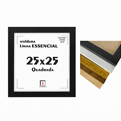 Moldura Quadro 25x25 cm P/ Posters Imagens Fotos - COM VIDRO