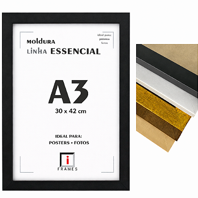 Moldura Quadro A3 30x42 cm P/ Posters Imagens Fotos - COM ACETATO