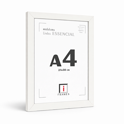 Moldura Quadro A4 21x30 cm Larga 3 cm P/ Imagens Fotos - COM VIDRO