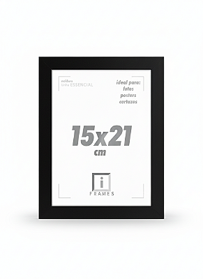 Porta Retrato 15x20 cm P/ Imagens Fotos Com Acetato - PRETO