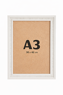 Moldura Premium Trilha A3 30x42 cm Com Vidro - BRANCA