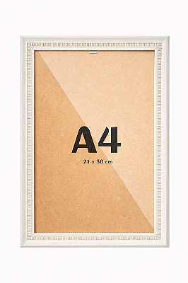 Moldura Premium Trilha A4 21x30 cm Com Vidro - BRANCA