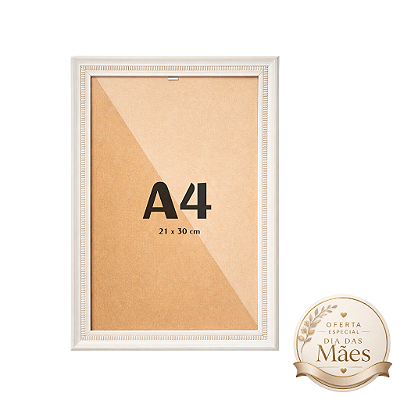 Moldura Rústica A4 21x30 cm Trilha Branca P/ Imagens Posters - COM VIDRO
