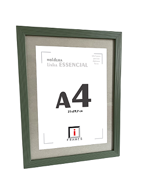 Moldura Ripada C/ Vidro e Paspatur de 3 Cm P/ Imagem A4 21x30 - VERDE PISTACHE