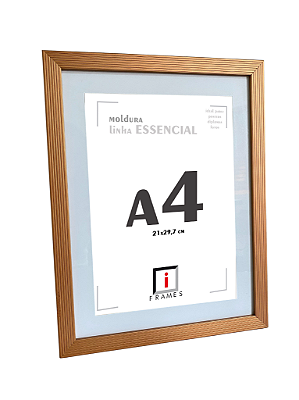 Moldura Ripada C/ Vidro e Paspatur de 3 Cm P/ Imagem A4 21x30 - COBRE
