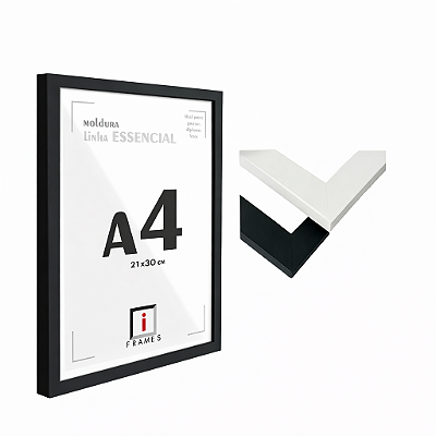 Moldura Caixa Alta A4 21x30 cm P/ Posters Imagens Fotos - COM VIDRO