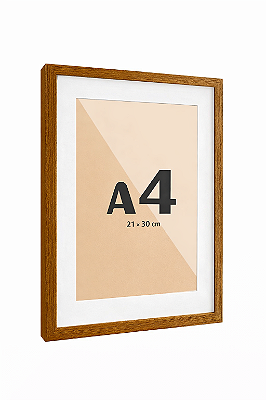 Moldura Quadro Com Vidro E Paspatur De 3 Cm P/ Imagem A4 21x30 cm - FREIJÓ