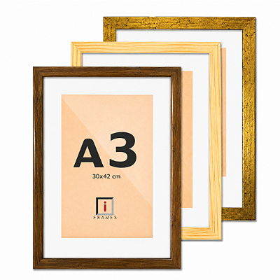 Moldura Quadro A3 30x42 cm Com Vidro E Paspatur De 3 Cm P/ Imagem Fotos (2x1)
