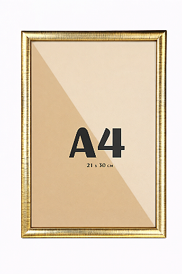 Moldura Ouro Envelhecido Premium A4 21x30 cm P/ Posters Imagens Fotos - COM VIDRO