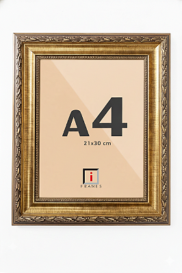Moldura A4 21x30 cm Clássica Dourada Barroca Sofisticada P/ Imagens Fotos