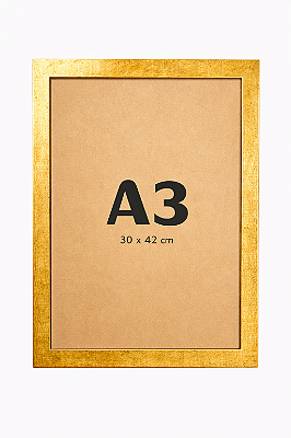 Moldura Imperial Ouro Antigo Premium A3 28x42 cm P/ Posters Imagens Fotos - COM VIDRO