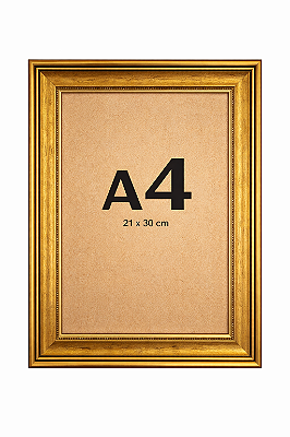 Moldura A4 Dourada Versailles 21x30 cm Clássica Dourada Sem Paspatur P/ Imagens Fotos