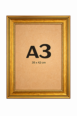 Moldura A3 30x42cm Dourada Versailles Clássica Dourada Sem Paspatur P/ Imagens Fotos
