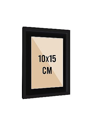 Moldura Preta com Vidro para Foto 10x15 cm Com Paspatur Preto