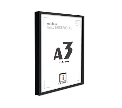 Moldura A3 30x42 cm Caixa Alta 3x1,5 - Quadro Poster C/ Vidro