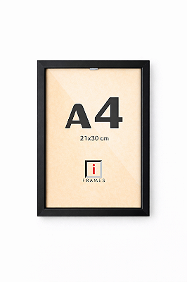 Moldura Quadro A4 21x30 cm P/ Posters Imagens Fotos - Perfil 1,5x1 cm - COM VIDRO