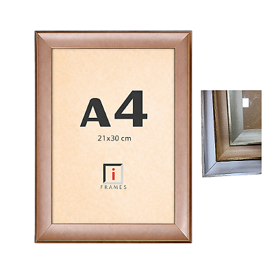 Moldura quadro A4 21x30 cm P/ Fotos imagens - Coleção Elegance C/ Vidro