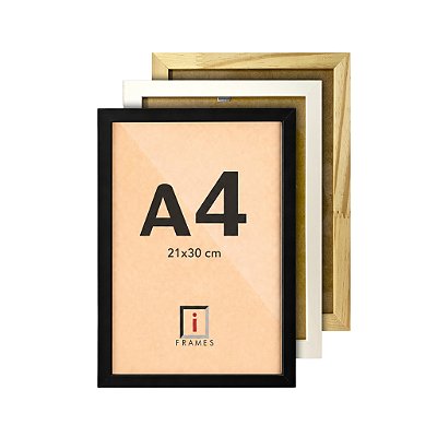 Moldura Quadro A4 21x30 cm P/ Imagens Fotos - COM VIDRO