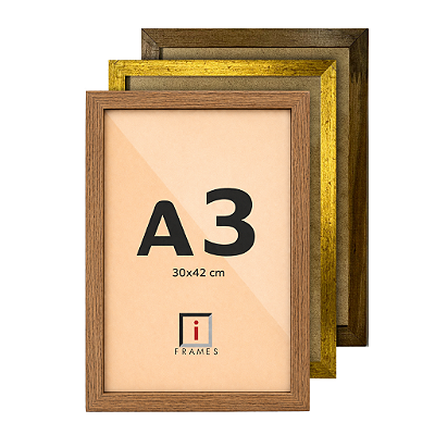 Moldura Quadro A3 30x42 cm P/ Imagens Fotos - COM VIDRO